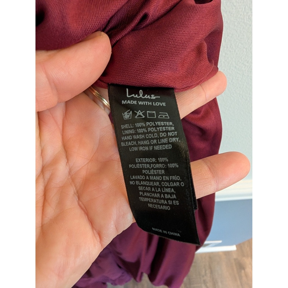 Lulus Compelling Romantic Burgundy Ruffled Tiered Maxi Dress Gown Size L NWT - Picture 8 of 9
